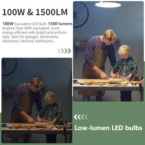 6-Packs A19 LED Light Bulbs,100 Watt Equivalent Daylight 5000K Bright Bulbs Efficient 13W,1500 Lumens E26 Base, Non-Dimmable, 15000-Hour Lifespan for Bedroom, Living Room, Office
