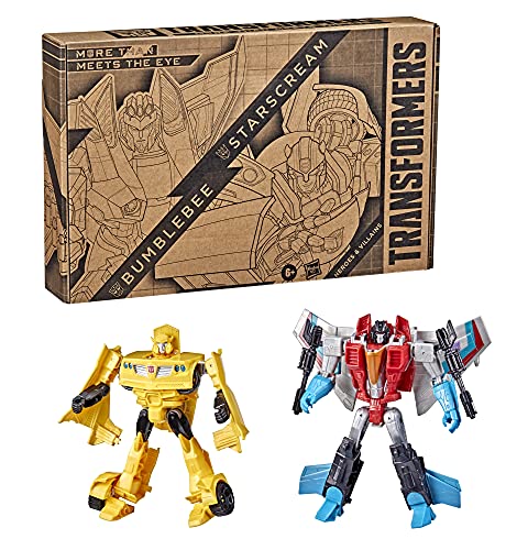Transformers Toys Heroes and Villains Bumblebee and Starscream 2-Pack Action Figures - for Kids Ages 6 and Up, 7-inch ( Exclusive)