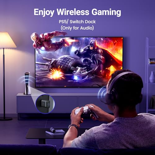 UGREEN USB-C Bluetooth Adapter for PS5, Bluetooth 5.3 Audio Adapter with APTX Low Latency & aptX-Adaptive, Wireless Audio Transmitter to Connect Wireless Headphones & Earbuds