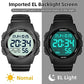 Beeasy Mens Digital Sports Watch, 50M Waterproof 49mm Rubber Strap Mens Watches with Stopwatch, Countdown Timer, Alarm & Dual Time—Ideal for Sport, Gym, Running, Referee, School & Daily Wear