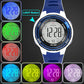 DTKID Digital Kids Watch 30 M Waterproof, 7 Color Lights Time Teaching Watch Easy to Read for Girls Boys 5-16