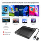 External DVD Drive USB 3.0 Type-C Portable CD DVD Player for Laptop +/-RW Disk Drive CD ROM Burner Writer CD/DVD Burner Reader Compatible with Desktop Windows Linux OS Apple MacBook