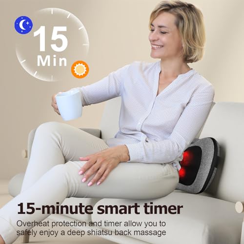 VIKTOR JURGEN Shiatsu Back & Neck Massager with Heat – 3D Deep-Kneading Massage Pillow for Full Body Relaxation (Home, Office & Car Use, Gift for Men & Women)