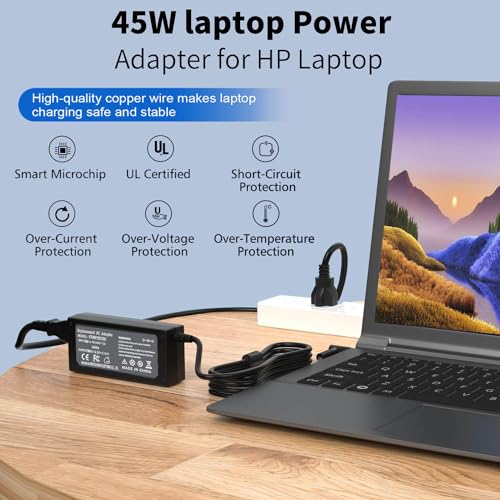 45W 19.5V 2.31A Replacement for HP Laptop Charger Blue Tip,Pavilion x360 Charger 11 13 15, Envy X360 13 15,Zbook 14u G4 G5 15u 15 G3,Stream 11 13 14,HP Model 15 Laptop Charger AC Adapter Power Cord