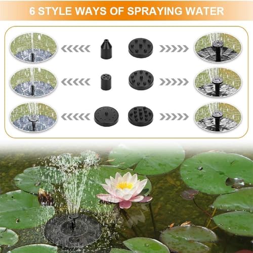 Joyday Solar Fountain, Bird Bath Fountain Pump with 8 Nozzles, Floating Solar Powered Water, Outdoor Freestanding DIY Submersible for Pond Pool Patio Garden Fish Tank, Aquarium Decor