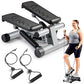 Sunny Health & Fitness Mini Steppers for Exercise at Home, Stair Step Workout Machine with Resistance Bands, Full Body Cardio Equipment with Digital Monitor - No. 012 -S