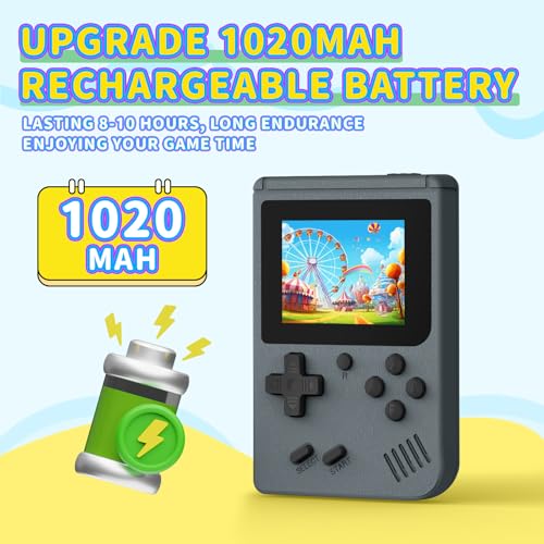 Retro Handheld Games Console Built-in 400 Video Games, Portable Handheld Emulator with 3.0 Inch Screen, Mini Travel Retro Gaming Consle (Classic Gray)