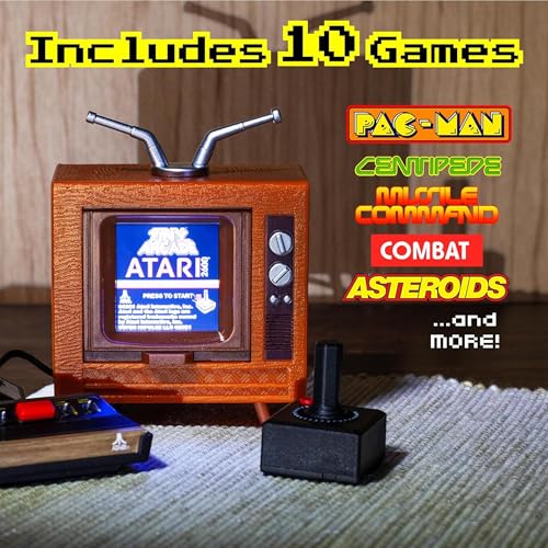 Tiny Arcade Atari 2600 Mini Console 3.5” Playable Retro TV & Controller with 10 Classic Games Including Pac-Man & Breakout -Portable Vintage Gaming System w/ Sound - Gift for Kids & Adults Ages 8+