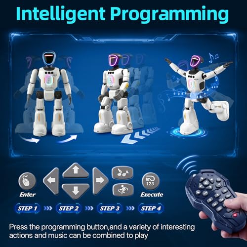 Robot Toy for Kids, Voice Recording&Playback Remote Control Robot, LED Faces Interactive Kids Toy with Gesture Sensing, Music Walking Dancing Birthday Gift for 4 5 6 7 8 9 10 11 12 Year Old Boys Girls