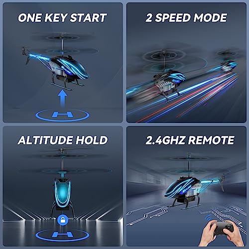 BUSSGO RC Helicopter, Remote Control Helicopter for Kids with 30Mins Flight(2 Batteries), 7+1 LED Light Modes, Altitude Hold, RC Toys for Boys Girls