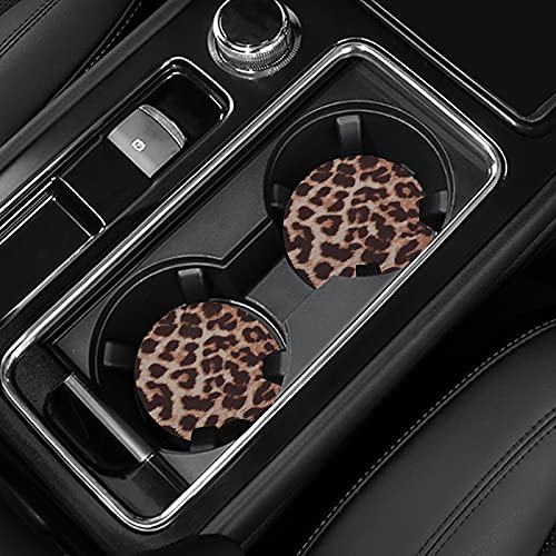 4 Pack Car Coasters, 2.75inch Leopard Print Cup Holder Coasters for Car, Neoprene Cup Pad Mat Coaster for Cup Holders for Women