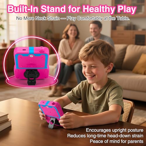 Handheld Game Console for Girls, 220 Retro Games Built-in, 3.5'' HD IPS Screen, Rechargeable Mini Portable Video Game Player for Travel & Car Trips, Gift for Kids (Rose Red)