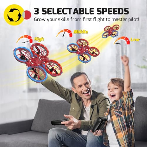 Spider Mini Drone for Kids with Altitude Hold and Headless Mode, 2 Batteries, Full Propeller Guards, 3 Lighting Effects, 360° Flips, 3 Speeds, Birthday Gifts Toys for Beginners Boys Girls