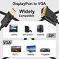 DisplayPort to VGA Cable 6 Ft, 2-Pack Display Port DP to VGA Adapter Cord Male to Male HD Video 1080P for Computer, Monitor, TV, Projector