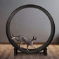 One Fast Cat - Cat Exercise Wheel - Gen. 7 - Safe 48" Diameter - Made in The USA - Black Wheel with Black Felt Traction Pads and Solid Inline Wheels