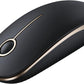 VssoPlor Wireless Mouse, 2.4G Slim Portable Computer Laptop Mouse with Nano Receiver Quiet Silent Optical Mice for Notebook, PC, Laptop, Computer-Black and Gold