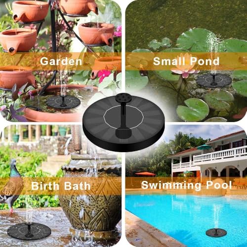 Joyday Solar Fountain, Bird Bath Fountain Pump with 8 Nozzles, Floating Solar Powered Water, Outdoor Freestanding DIY Submersible for Pond Pool Patio Garden Fish Tank, Aquarium Decor