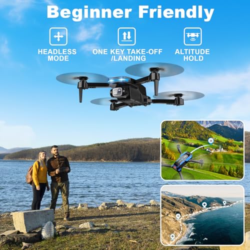 Drone with 1080P Camera - Foldable Remote Control Quadcopter with Gesture Control, 3D Flip, One Key Start, Emergency Stop, 2 Batteries, Easier to use, Toy for Kids Adult Beginners