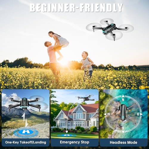 Drone with Camera for Adults and Beginners, 1080P HD FPV Foldable Mini Drone for Kids, 2 Batteries, Carrying Case, Trajectory Flight, Gravity Control, One-Key Takeoff/Landing, 360° Flip, Toys for Gift