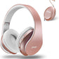 ZIHNIC Bluetooth Headphones Over-Ear – Foldable Wireless & Wired Stereo Headset, FM & Micro SD, Lightweight Rose Gold