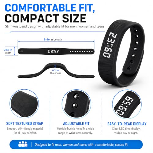 Alarm Clock Smart Watch Bracelets for Mens Digital Heavy Sleepers Vibrating Wristband Sleeps Wrist Womens Tracker Vibro Onyx Vibration Silent Small Distance Teens Shock Despertador Band Alert