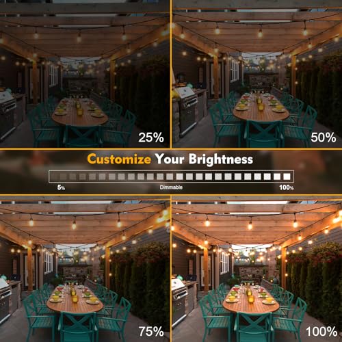 24 Pack S14 LED String Light Bulbs – 1W Dimmable Waterproof Edison Bulbs, E26 Base, 2200K Warm White