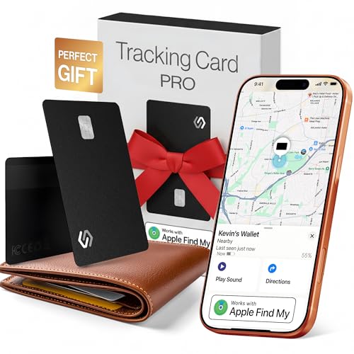 SPOTMINDERS Apple MFi Certified Wallet Tracker PRO for Travel Credit Card Design Works with Apple Find My IP68 Waterproof Rechargeable Tracking Card for Wallet Luggage Passport 0.07in Slim Item Finder