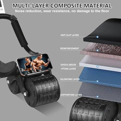 2026 New Ab Roller Wheel with Knee Mat &Timer, Automatic Rebound Abdominal Wheel, Ab Abdominal Exercise Roller with Elbow Support, Abs Workout Equipment Ab Exercise Roller for Women Men