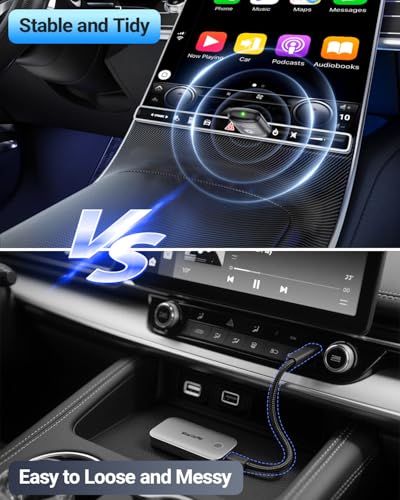 vnilrgle Wireless CarPlay Adapter for Apple iPhone（2026 Upgraded） Mini Design, Converts Factory Wired to Wireless Adapter for CarPlay, Plug and Play, Auto Connect Fast and Stable(Black)