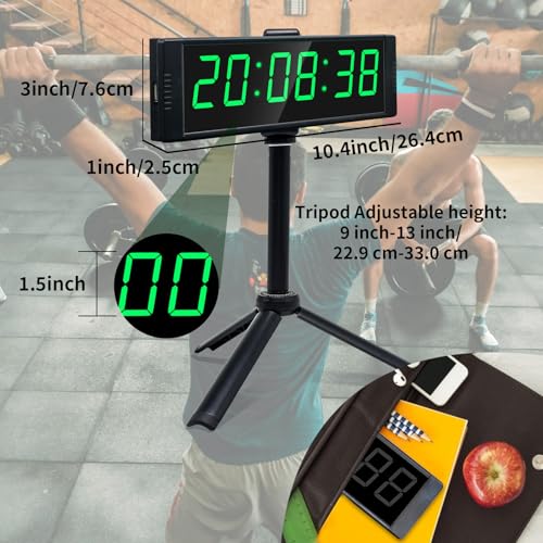 YZ Gym Timer Clock for Home Gym, Fitness Timer with Stopwatch Button, Large Digital Stopwatch Countdown Clock, 12/24H Digital Wall Clock, with Stand