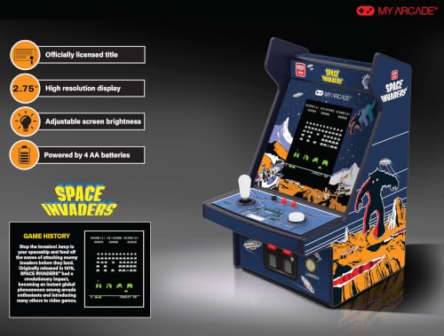 My Arcade Space Invaders Micro Player Pro: Retro Games, 6.75" Arcade Machine, Retro Gaming