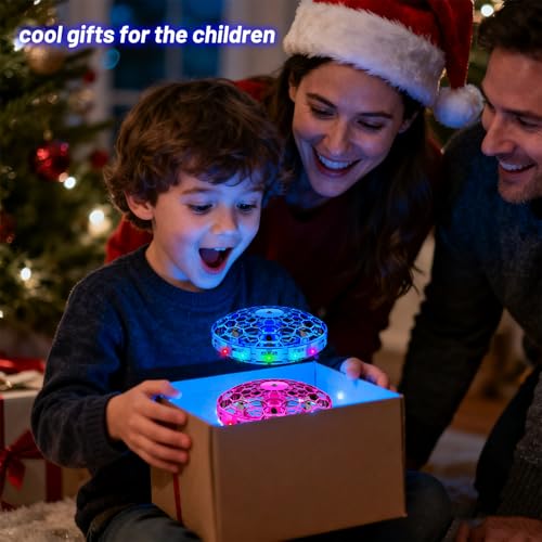 Flying Orb Ball, Safe Indoor Mini Drone Toy for Kids, Hand Controlled UFO Spinner for Active Play & Sensory Fun, Gift for Boys Girls 6-12+（Pink）