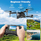 Drone with Camera - Drone with Screen on Controller for Beginners, Foldable Remote Control Quadcopter with Gesture Control, 3D Flip, One Key Start, Emergency Stop, 2 Batteries, Easier to use