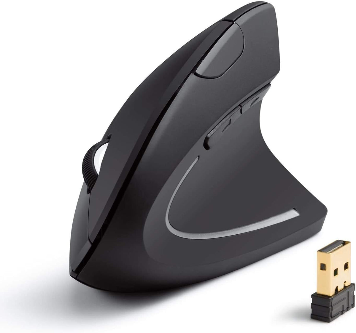 Anker 2.4G Wireless Vertical Ergonomic Optical Mouse for Work, Multi-Device Connectivity, 800/1200 /1600 DPI, 5 Buttons for Laptop, Desktop, PC, MacBook - Black