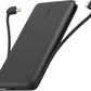 Belkin Portable Charger Power Bank for iPhone/Android - 10,000mAh, 23W Battery Pack for Phone with Integrated USB-C, Lightning Cables - Pass-Through Capability, Charge 2 Devices at Once