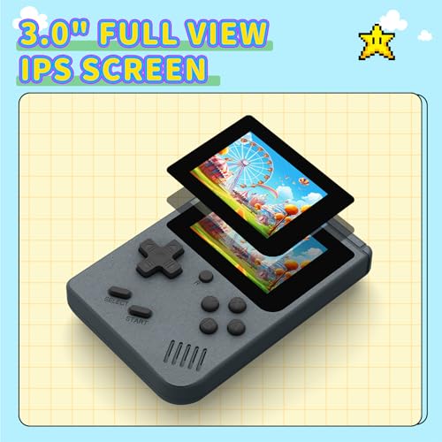 Retro Handheld Games Console Built-in 400 Video Games, Portable Handheld Emulator with 3.0 Inch Screen, Mini Travel Retro Gaming Consle (Classic Gray)