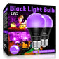 LED Black Light Bulbs 2 Pack, A19 9W UV Black Light Replace Up to 100W, 120V E26 Base UVA Level 385-400nm, Glow in The Dark for Body Pain, Blacklights Party, Halloween