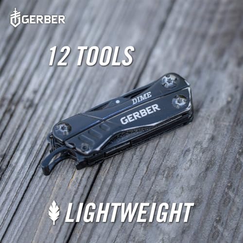 Gerber Dime 12-in-1 Mini Multitool Pliers, Pocket Knife,Bottle Opener,Black