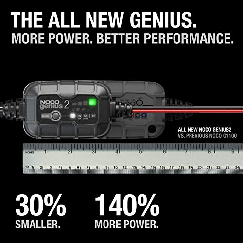 NOCO GENIUS2: 2A 6V/12V Smart Battery Charger – Automatic Maintainer, Trickle Charger & Desulfator with Overcharge Protection & Temperature Compensation – for Lead-Acid & Lithium Batteries