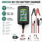Unocho 6V/12V Battery Charger Maintainer 1.5A Automatic Trickle Charger Smart Float Charger for Car Motorcycle Lawn Mower Boat ATV Snowmobile Lead-Acid AGM GEL SLA VRLA WET Batteries
