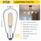 Vintage LED Edison Bulbs 6W, Equivalent 60W Incandescent, Warm White 2700K, ST58 Antique LED Filament Bulbs with 90+ CRI, E26 Medium Base,Dimmable, Clear Glass, Pack of 6