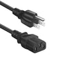 Universal 3-Prong AC Power Cable for Computer, TV, Monitor and More, 6 Feet (1.82 Meters), Black