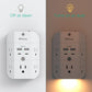 Surge Protector Outlet Extender - with Night Light, 5-Outlet Splitter and 4 USB Ports (2 USB C Charger), Multi Plug Outlet for Home, Dorm Room Essentials
