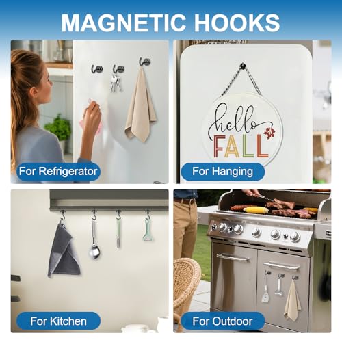 LOVIMAG Magnetic Hooks, 12 Pack 30lbs+ Magnet Hook 2026 Cruise Cabin Ship Essentials Heavy Duty Strong Magnets Refrigerator Fridge Hanging for Classroom Beach Vacation Kitchen Grills (Black)
