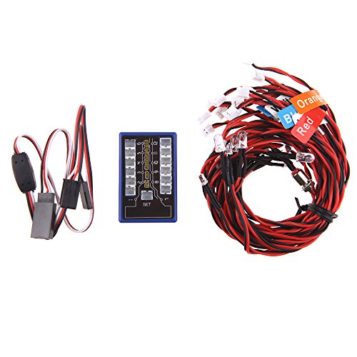Globact Rc Car Headlights Taillight Rc Truck Led Lights Flashing Light Lamp 12 LED 5 Operation Modes for 1/10 Rc Trucks, Crawler, Off-Road, Sport Racing