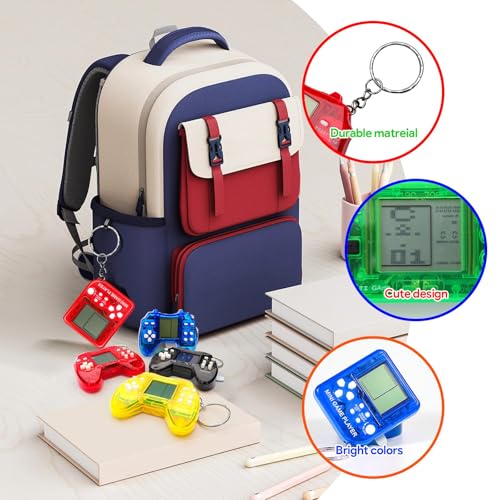 18Pcs Video Game Party Favors for Kids, Arcade Video Game Birthday Supplies Mini Gaming Console Keychain Classroom Prizes for Boys and Girls
