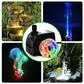 PULACO 160GPH Small Fountain Pump, 10Watt Submersible Pump with Automatic Color Changing LED Light and 3.3 ft Tubing for Water Feature, Outdoor Pond, Aquarium fish tanks