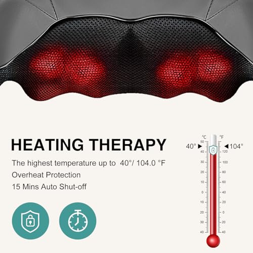 Nekteck Shiatsu Neck & Back Massager with Heat – Electric Kneading Shoulder Massager for Relaxation, Comfort, and Stress Relief (Not Cordless)