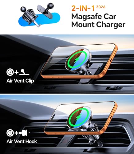Kaistyle for MagSafe Car Mount Charger【Stronger Magnets】Magnetic Wireless Car Charger with Dashboard Pad Mounting Phone Holders for Your Car Accessories for Women Men Car Mount for iPhone 17 16 15 14