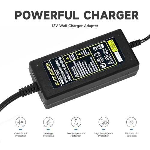 Power Adapter 12V 5A 4A 3A 2.5A 2A 1A AC DC Power Supply Cord Cable 5.5x2.1mm for Sceptre EC Series Monitor,ONN,AOC,Dell,Webcam, Router, Projector, CCTV, Speakers & More 12v 5a Monitor Charger